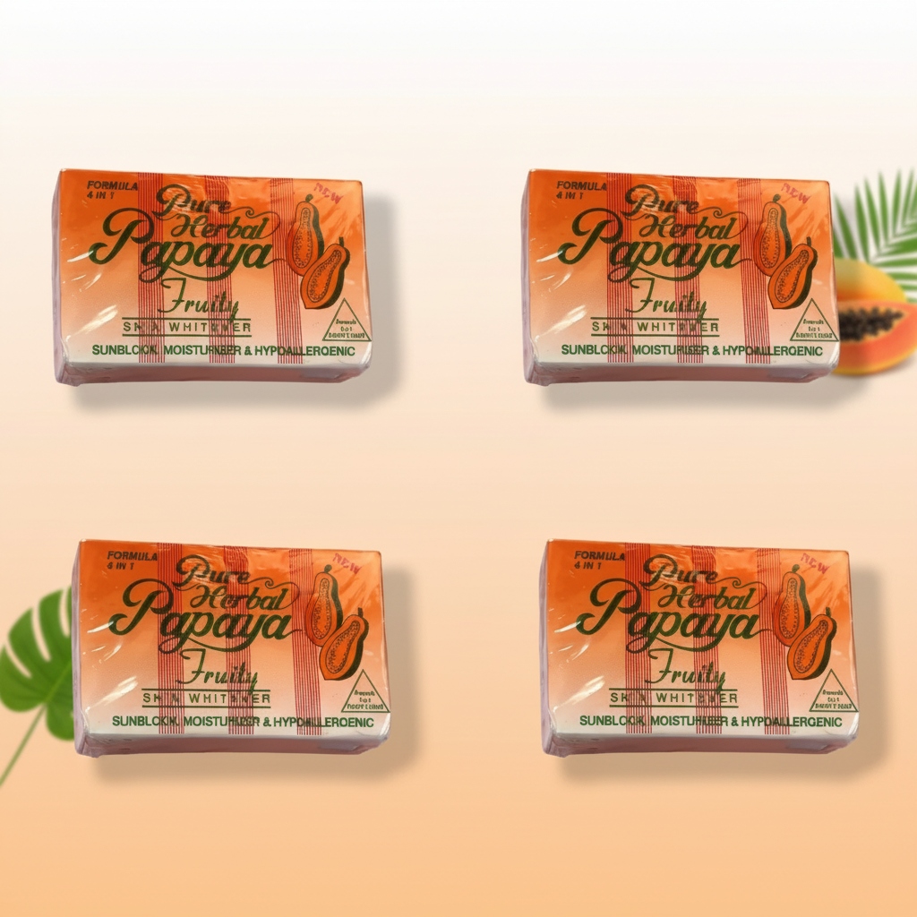 Pure Herbal Papaya Soap — Super Pack of 4 Soaps